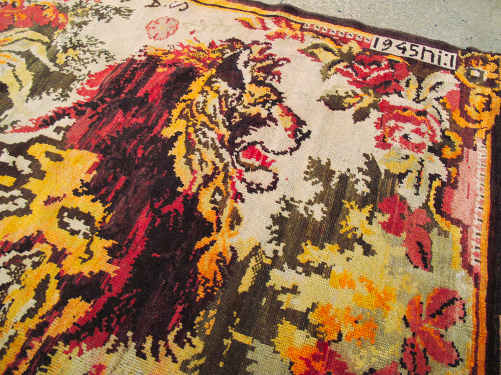 Vintage Pictorial Karabagh Rug, No.26458 - Gsblank