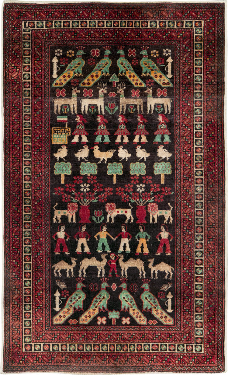 Vintage Persian Baluch Pictorial Rug, No.26464 - Gsblank