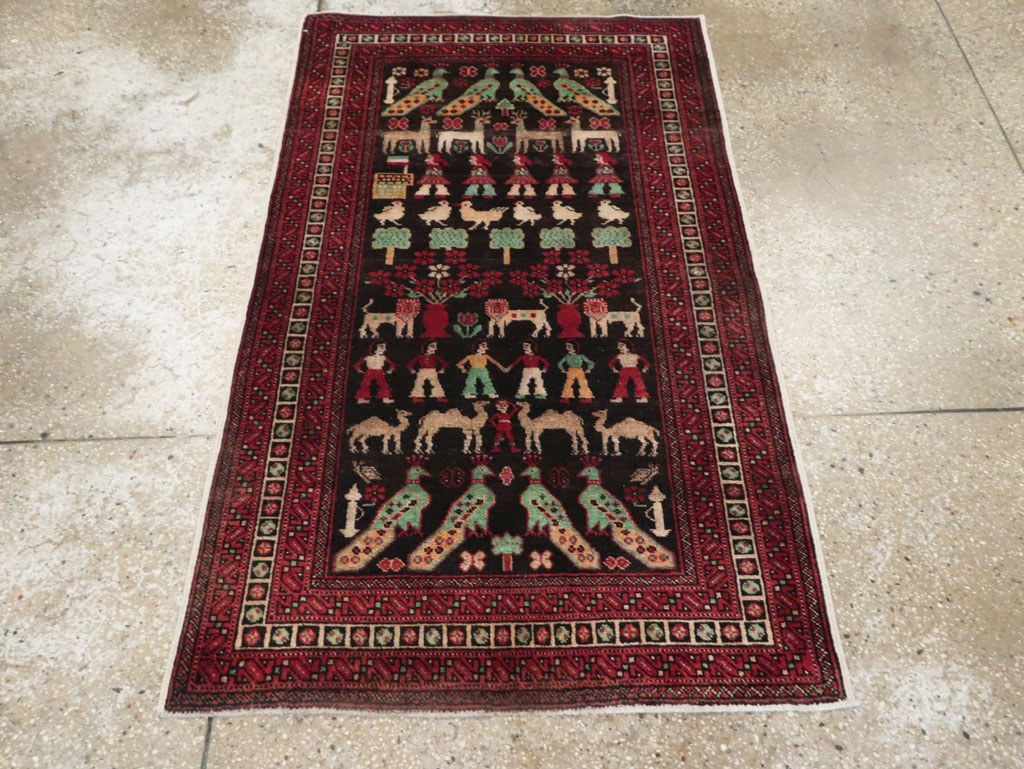 Vintage Persian Baluch Pictorial Rug, No.26464 - Gsblank