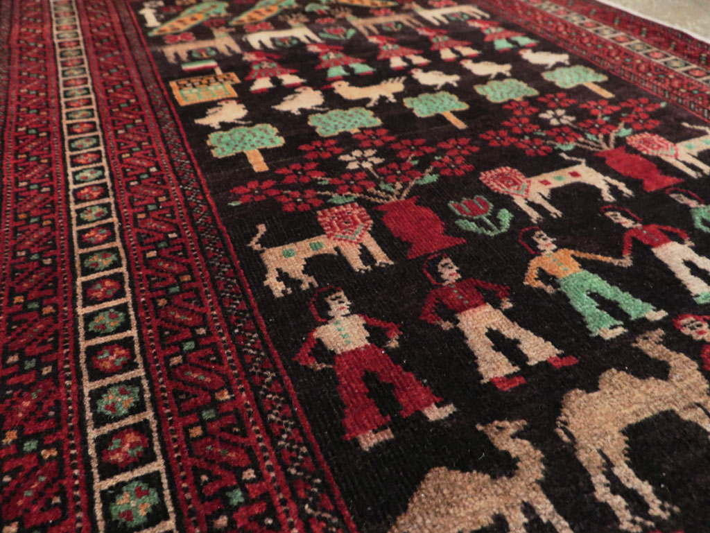 Vintage Persian Baluch Pictorial Rug, No.26464 - Gsblank