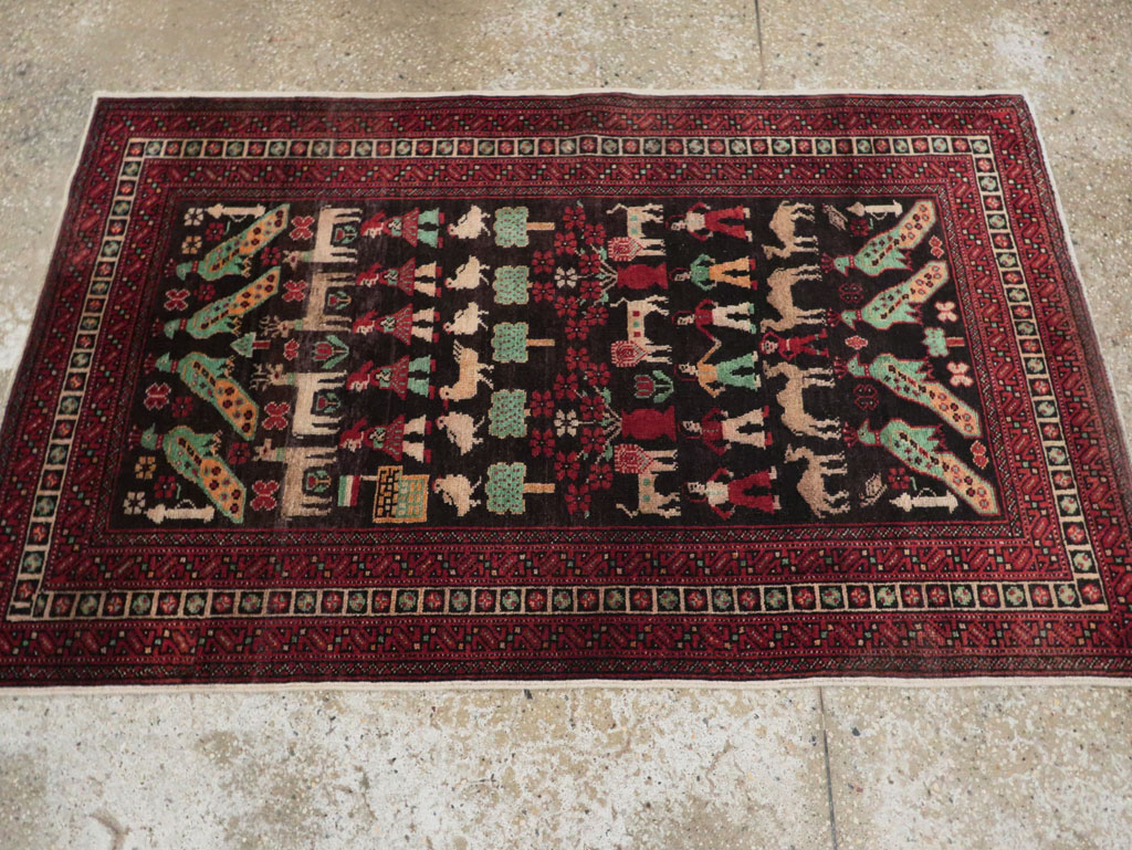 Vintage Persian Baluch Pictorial Rug, No.26464 - Gsblank