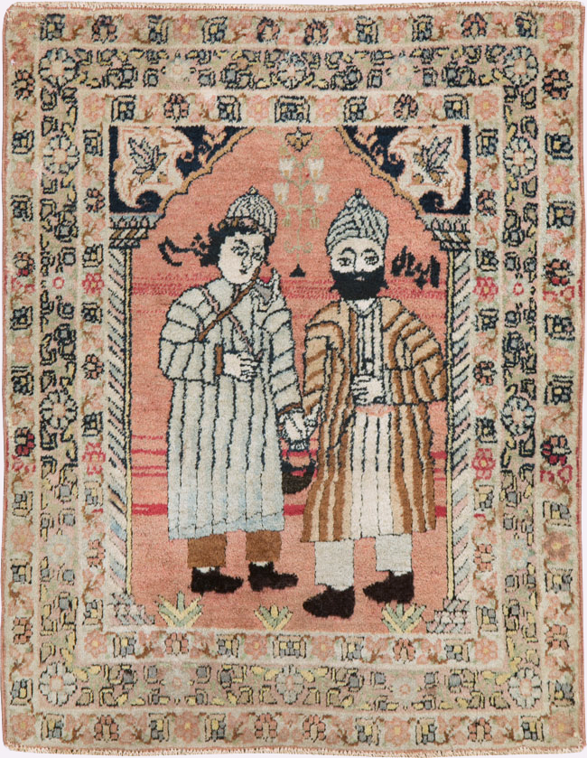 Antique Lavar Kerman Pictorial Rug, No.26467 - Gsblank