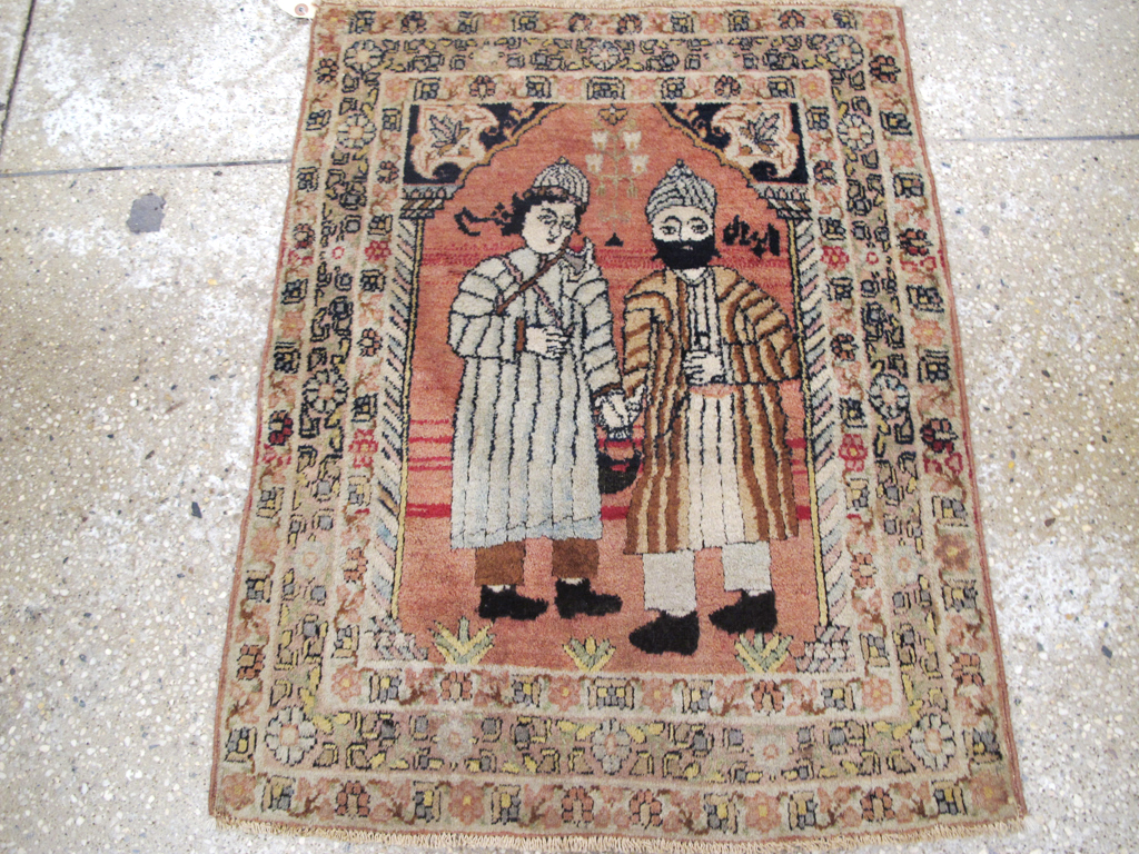 Antique Lavar Kerman Pictorial Rug, No.26467 - Gsblank