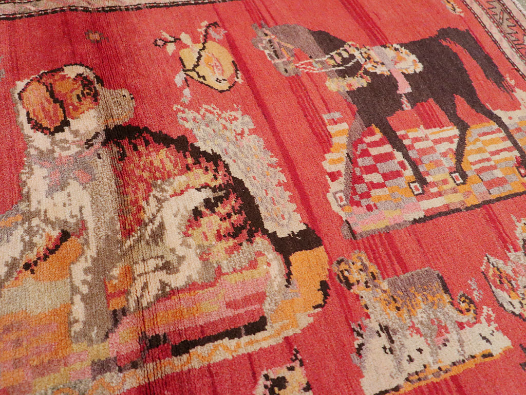 Vintage Pictorial Karabagh Rug, No.26474 - Gsblank