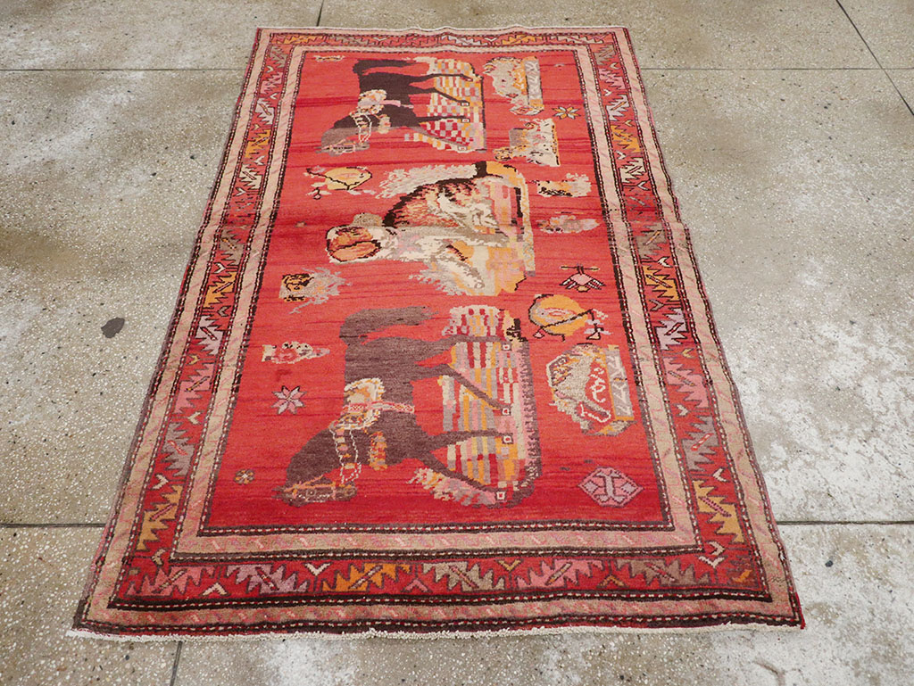 Vintage Pictorial Karabagh Rug, No.26474 - Gsblank