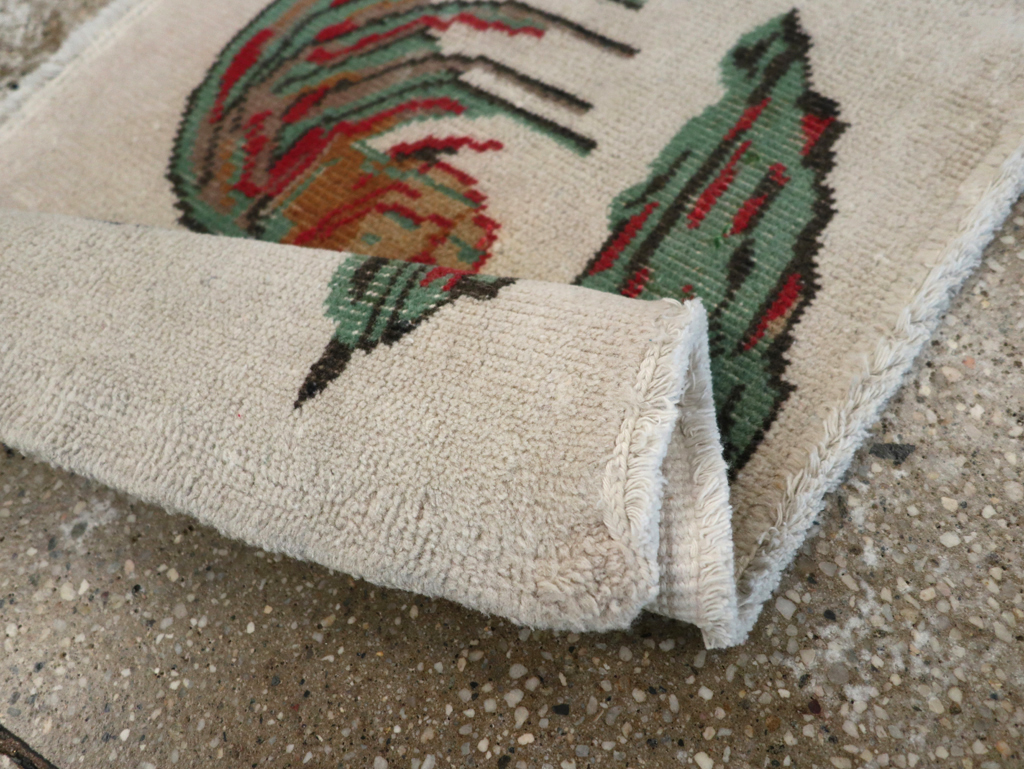 Vintage Turkish Anatolian Pictorial Throw Rug, No.26481 - Gsblank