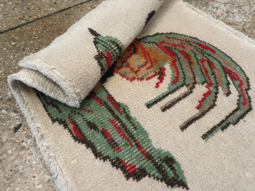 Vintage Turkish Anatolian Pictorial Throw Rug, No.26481 - Gsblank