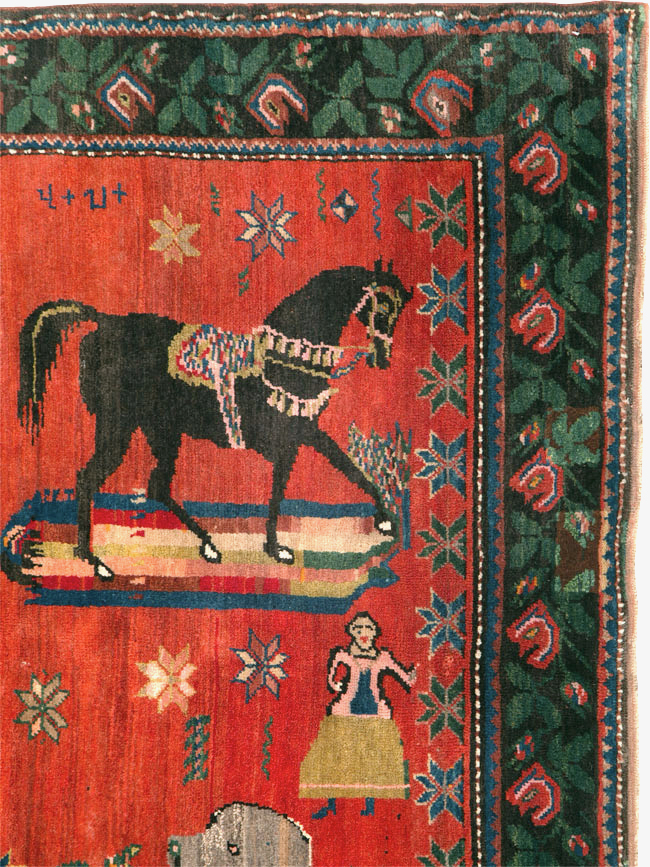 Vintage Pictoral Karabagh Rug, No.26499 - Gsblank