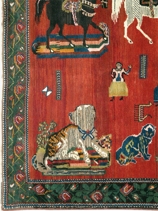 Vintage Pictoral Karabagh Rug, No.26499 - Gsblank