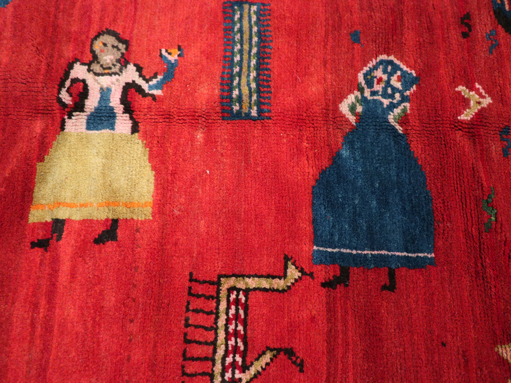 Vintage Pictoral Karabagh Rug, No.26499 - Gsblank