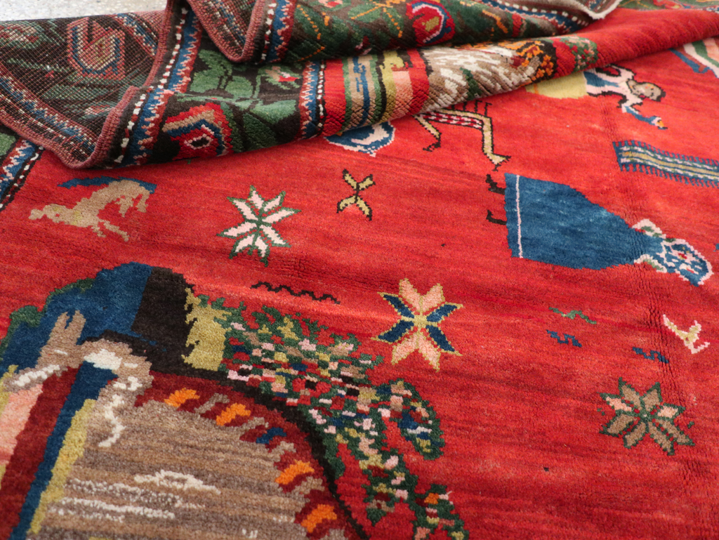 Vintage Pictoral Karabagh Rug, No.26499 - Gsblank