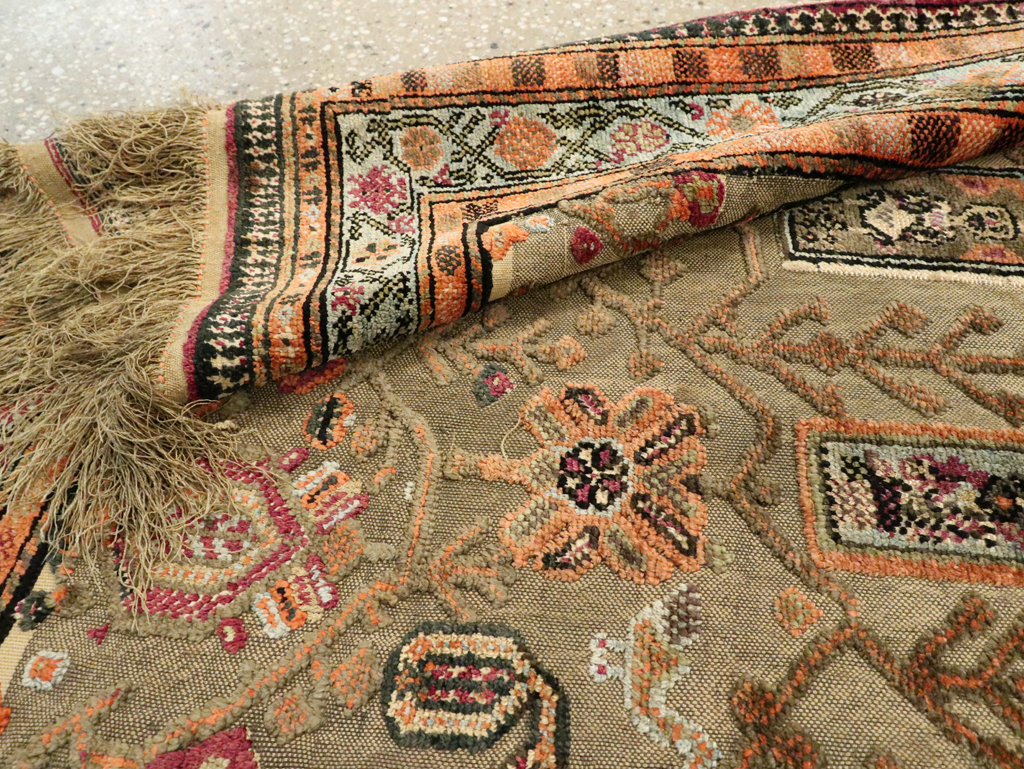 Silk Antique Persian Shiraz Pictorial Souf Throw Rug, No.26503 - Gsblank