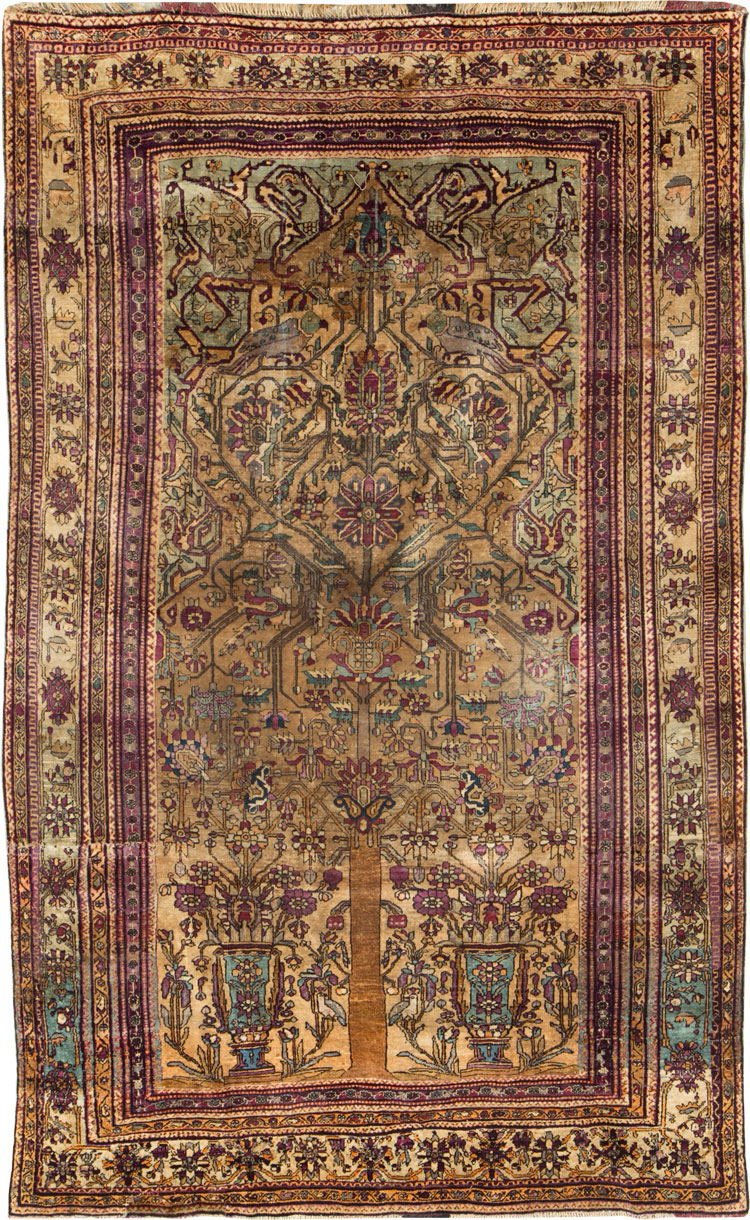 Silk Antique Persian Fereghan Accent Rug, No.26504 - Gsblank