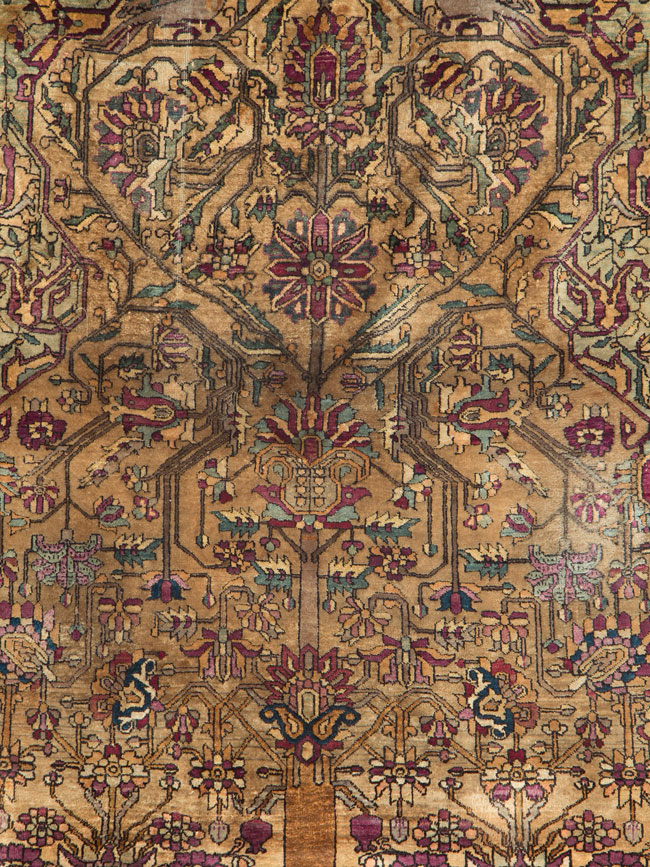 Silk Antique Persian Fereghan Accent Rug, No.26504 - Gsblank