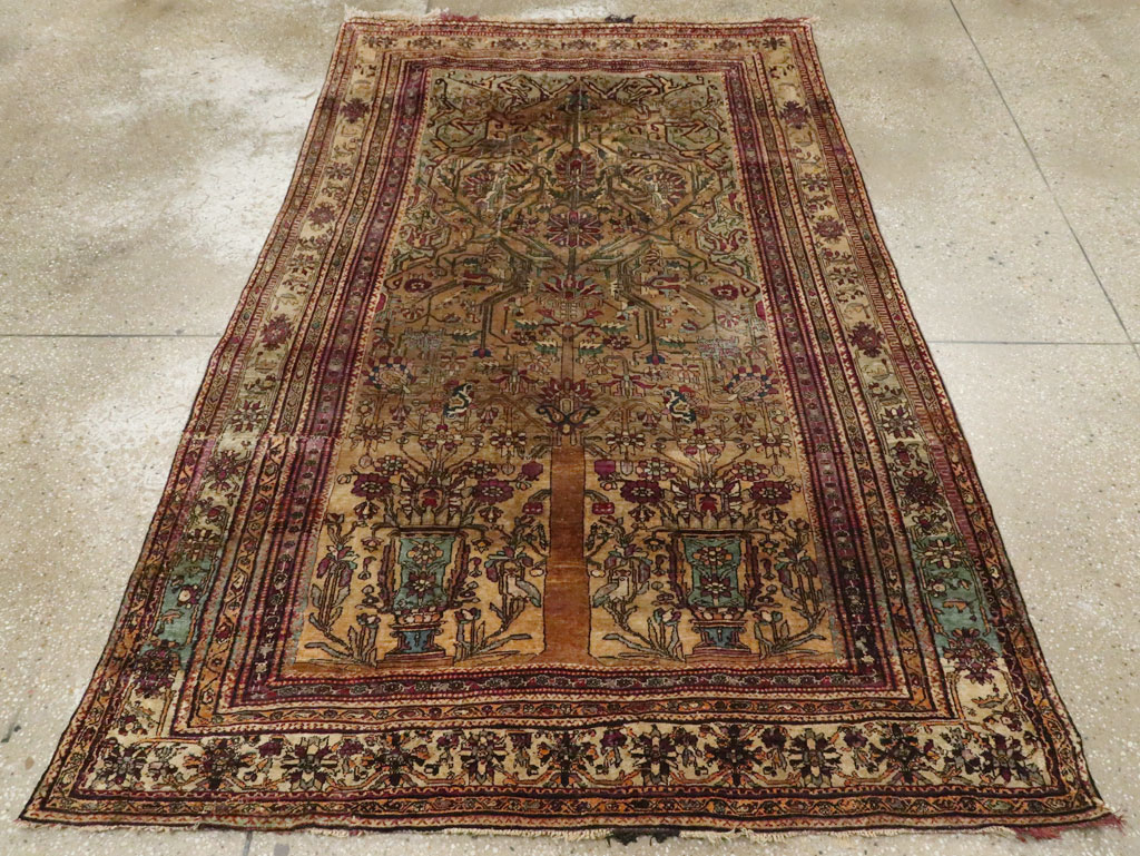 Silk Antique Persian Fereghan Accent Rug, No.26504 - Gsblank