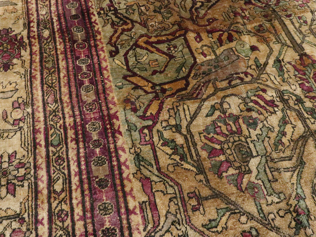 Silk Antique Persian Fereghan Accent Rug, No.26504 - Gsblank