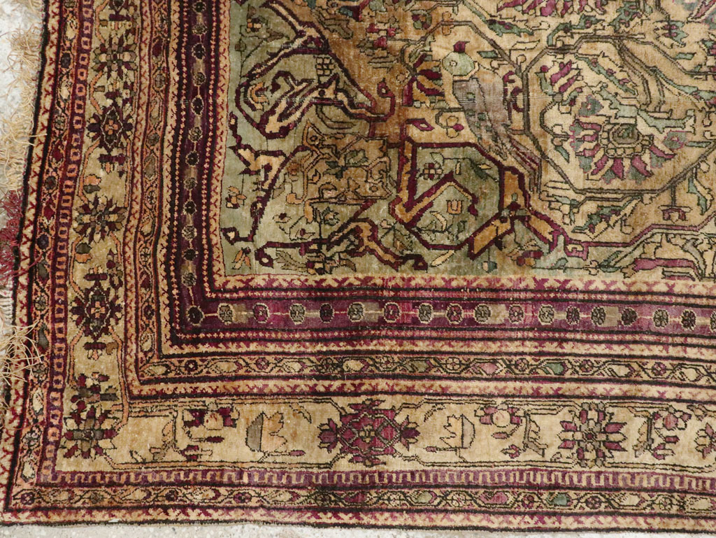 Silk Antique Persian Fereghan Accent Rug, No.26504 - Gsblank