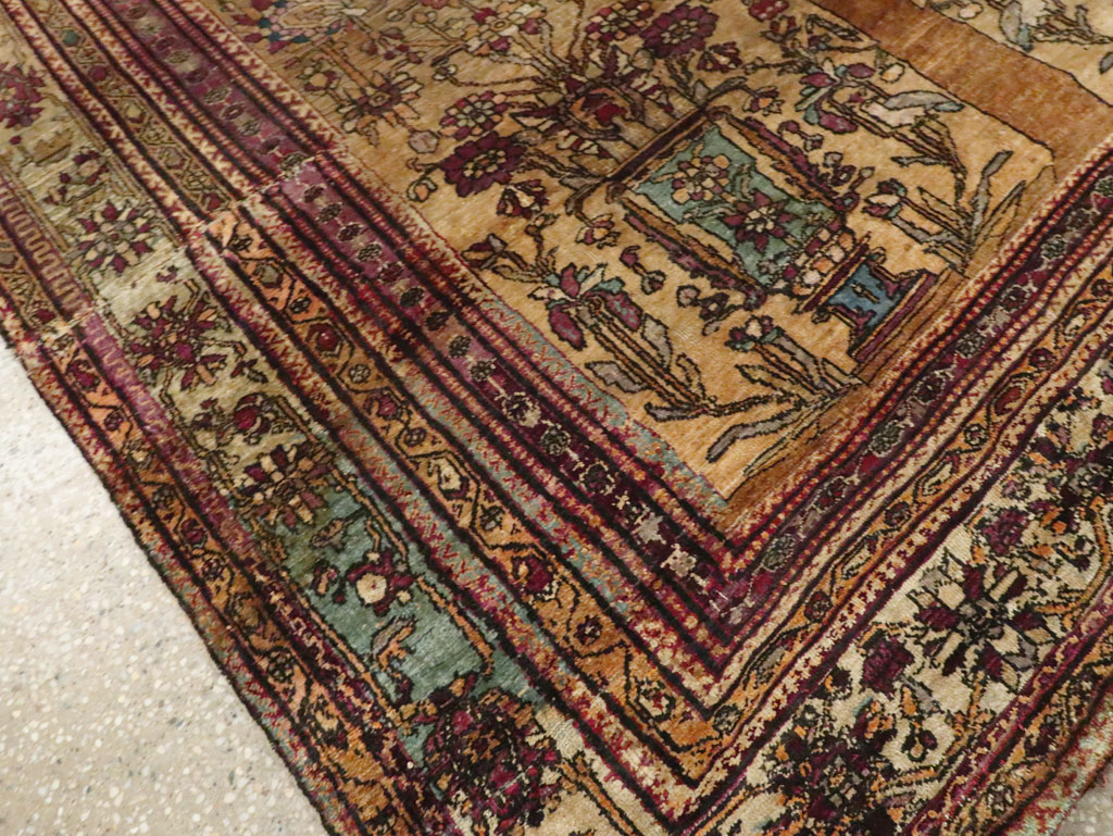 Silk Antique Persian Fereghan Accent Rug, No.26504 - Gsblank
