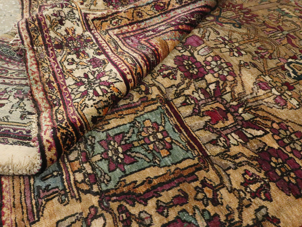 Silk Antique Persian Fereghan Accent Rug, No.26504 - Gsblank