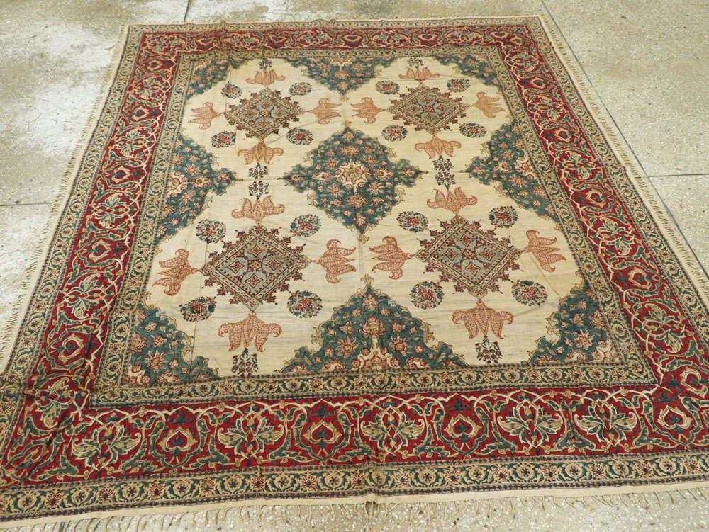 Vintage Persian Isfahan Ghalamkari Square Textile, No.26618 - Gsblank