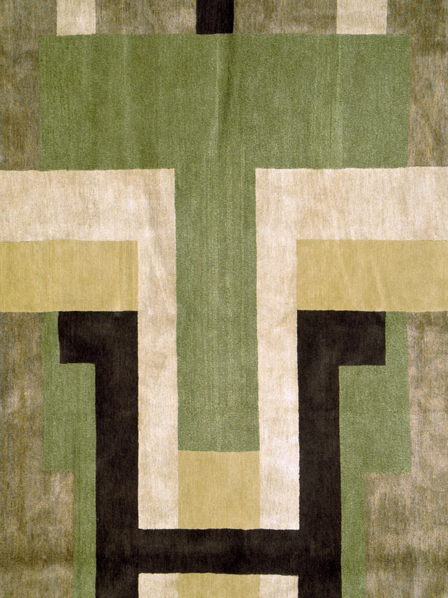 Modern Tibetan Art Deco Large Square Room Size Carpet Inspired By Edward McKnight Kauffer, No.26642 - Gsblank