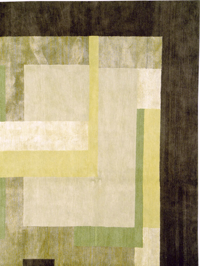 Modern Tibetan Art Deco Large Square Room Size Carpet Inspired By Edward McKnight Kauffer, No.26642 - Gsblank