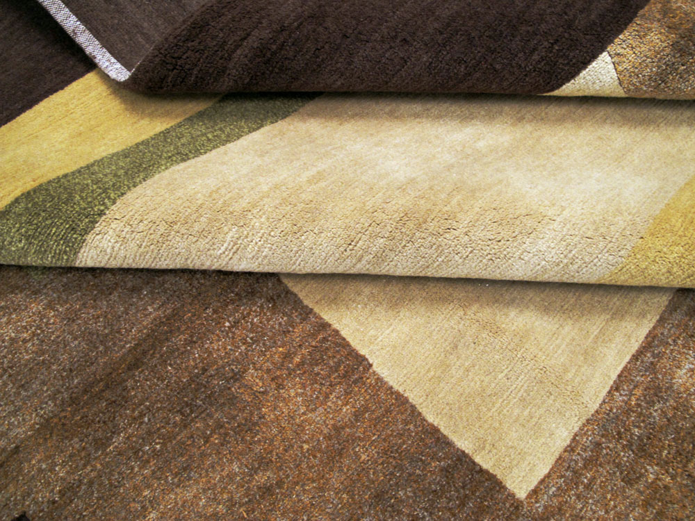 Modern Tibetan Art Deco Square Large Room Size Carpet Inspired By Edward McKnight Kauffer, No.26642 - Gsblank