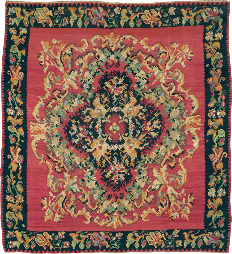 Vintage Russian Bessarabian Flatweave, No.26647 - Gsblank