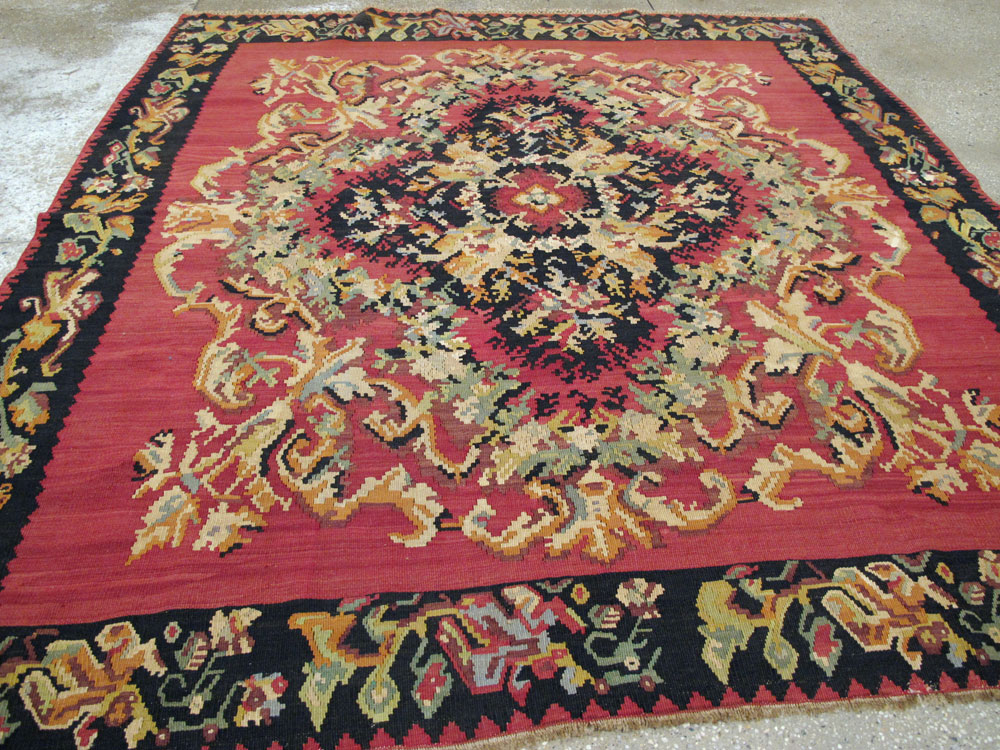 Vintage Russian Bessarabian Flatweave, No.26647 - Gsblank