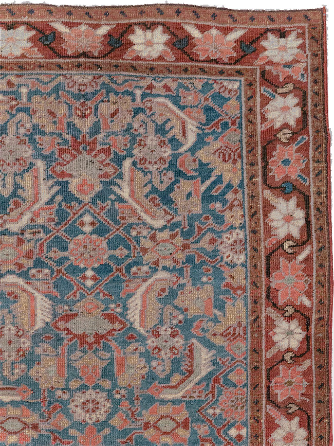 Antique Persian Heriz Throw Rug, No.26667 - Gsblank