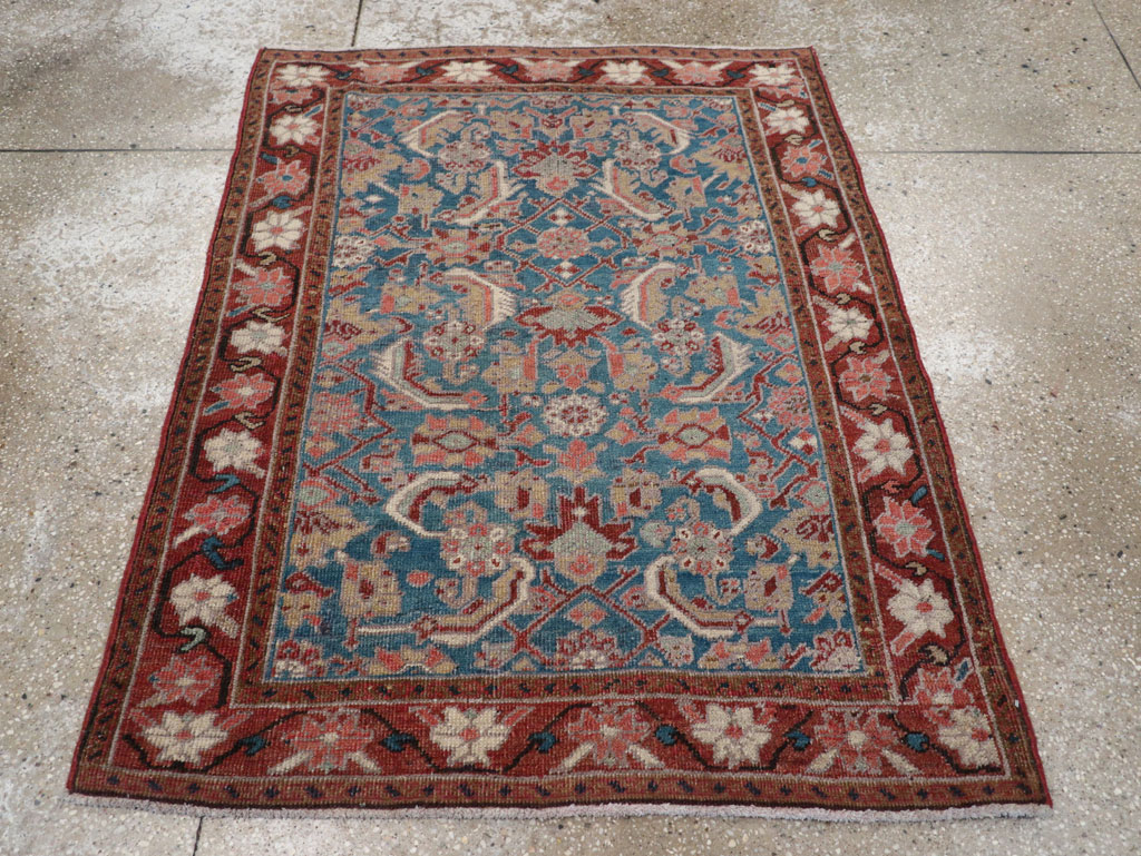 Antique Persian Heriz Throw Rug, No.26667 - Gsblank