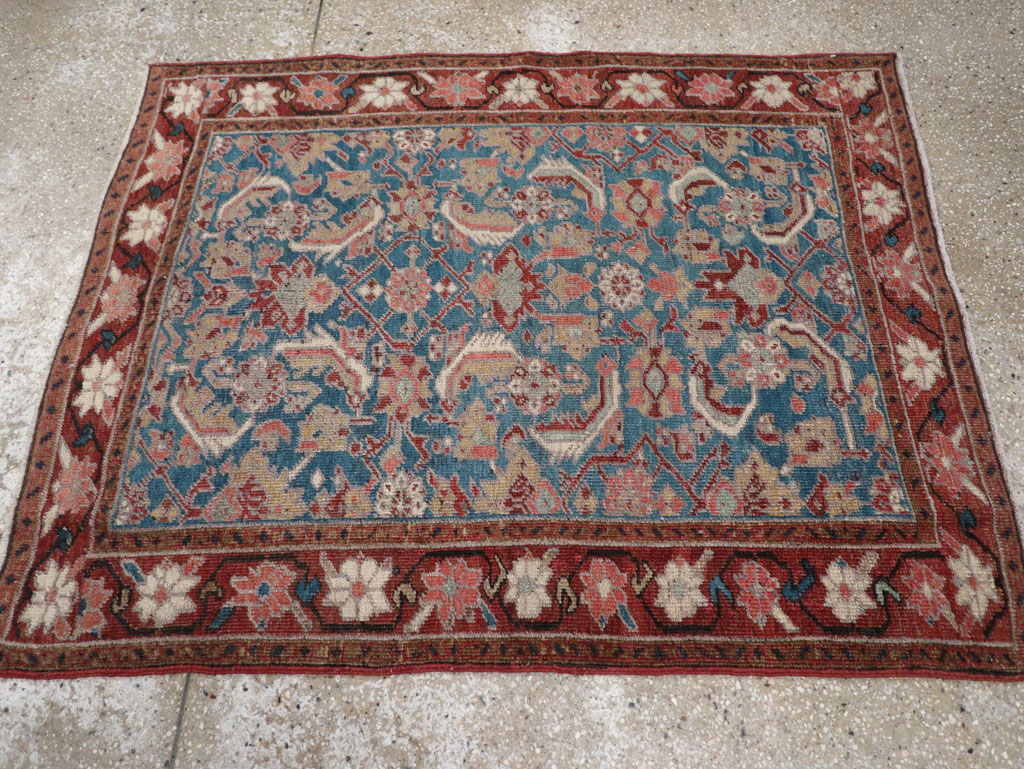 Antique Persian Heriz Throw Rug, No.26667 - Gsblank