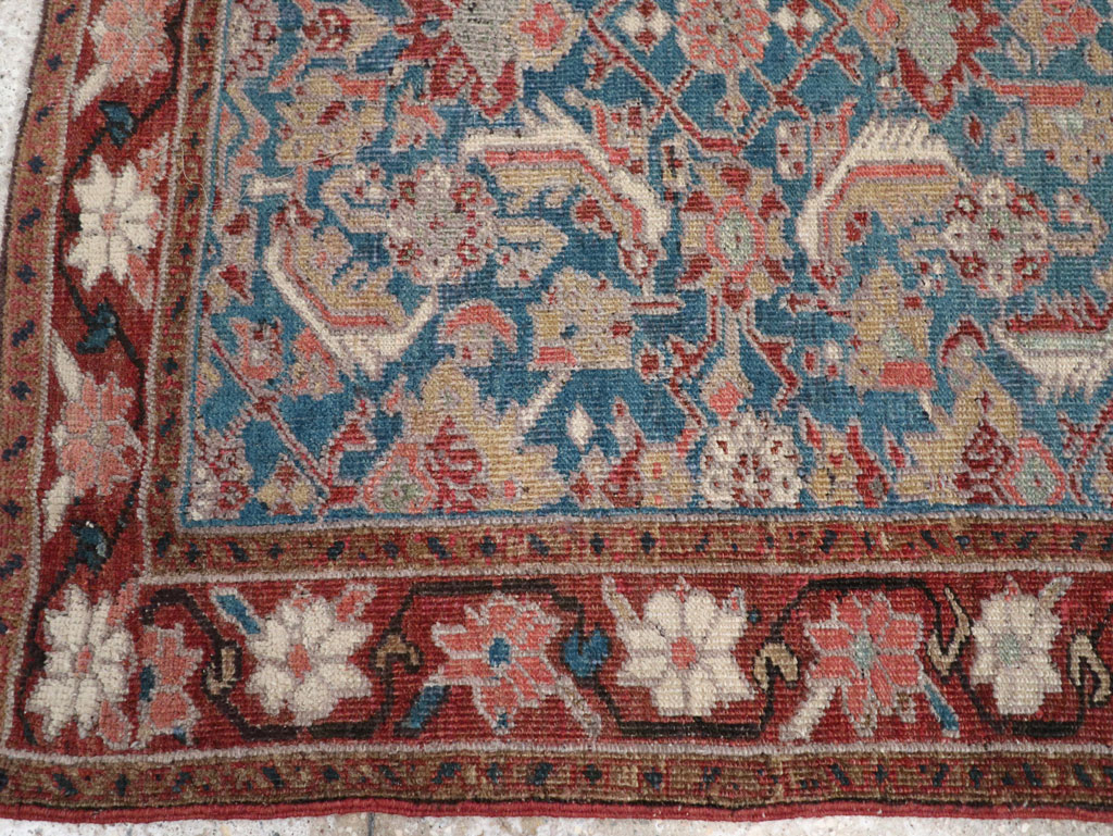 Antique Persian Heriz Throw Rug, No.26667 - Gsblank