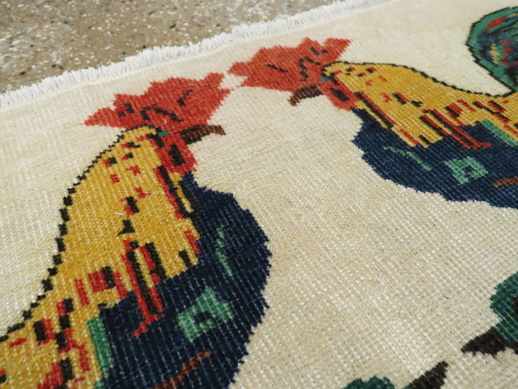 Vintage Turkish Anatolian Pictorial Throw Rug, No.26670 - Gsblank