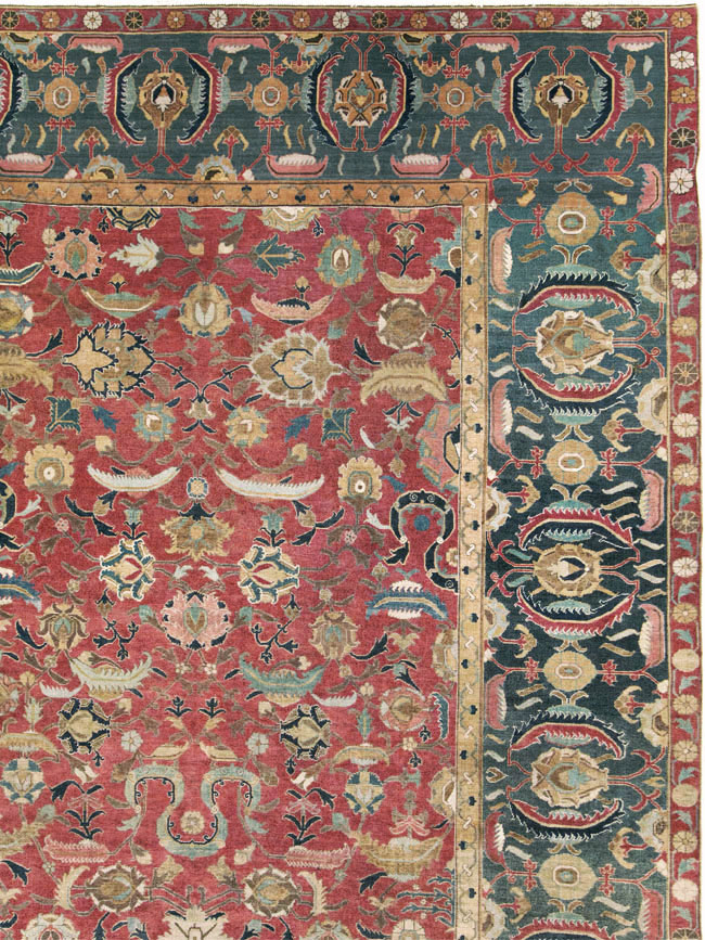 17th Century Antique Indo-Persian Isfahan Large Carpet, No.26671 - Gsblank