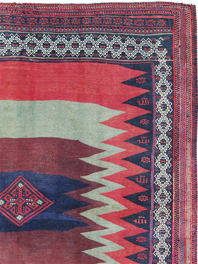 Vintage Persian Shiraz Flatweave Kilim Square Accent Rug, No.26679 - Gsblank