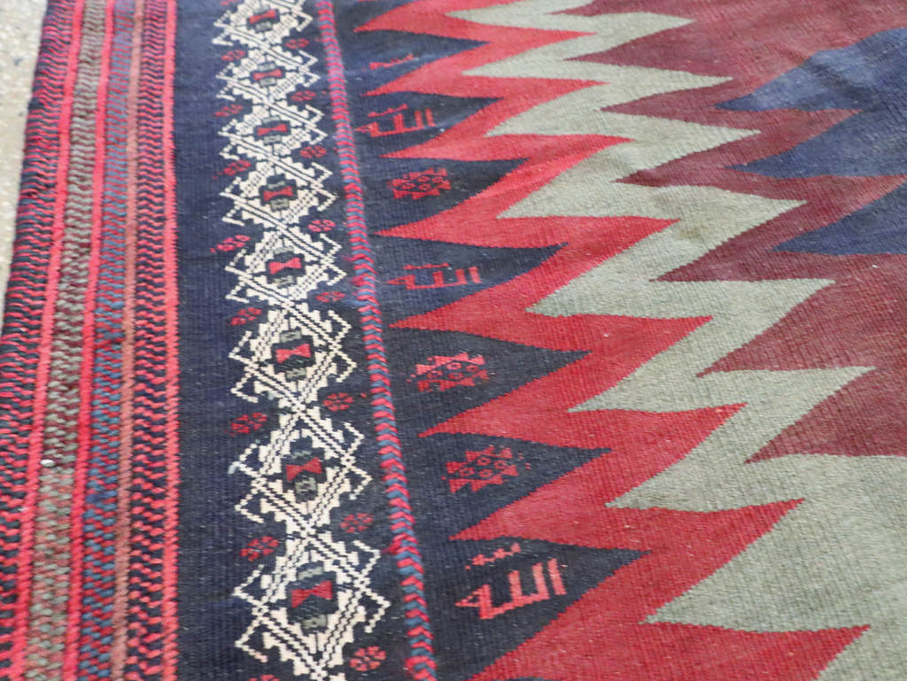 Vintage Persian Shiraz Flatweave Kilim Square Accent Rug, No.26679 - Gsblank