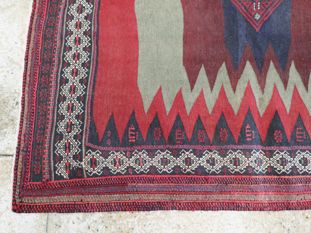 Vintage Persian Shiraz Flatweave Kilim Square Accent Rug, No.26679 - Gsblank
