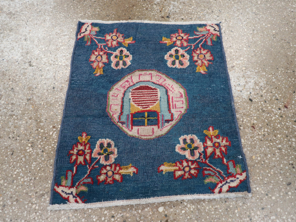 Vintage Persian Mashad Pictorial Throw Rug (Pair: 1 of 2), No.26680 - Gsblank