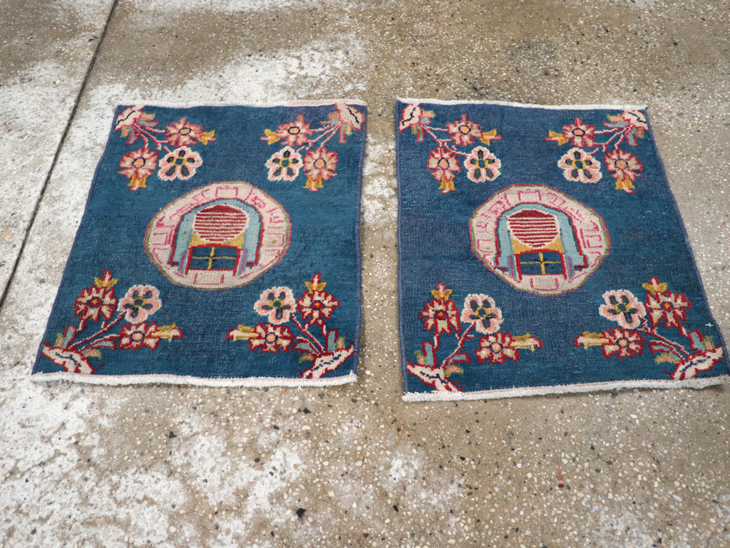 Vintage Persian Mashad Pictorial Throw Rug (Pair: 1 of 2), No.26680 - Gsblank