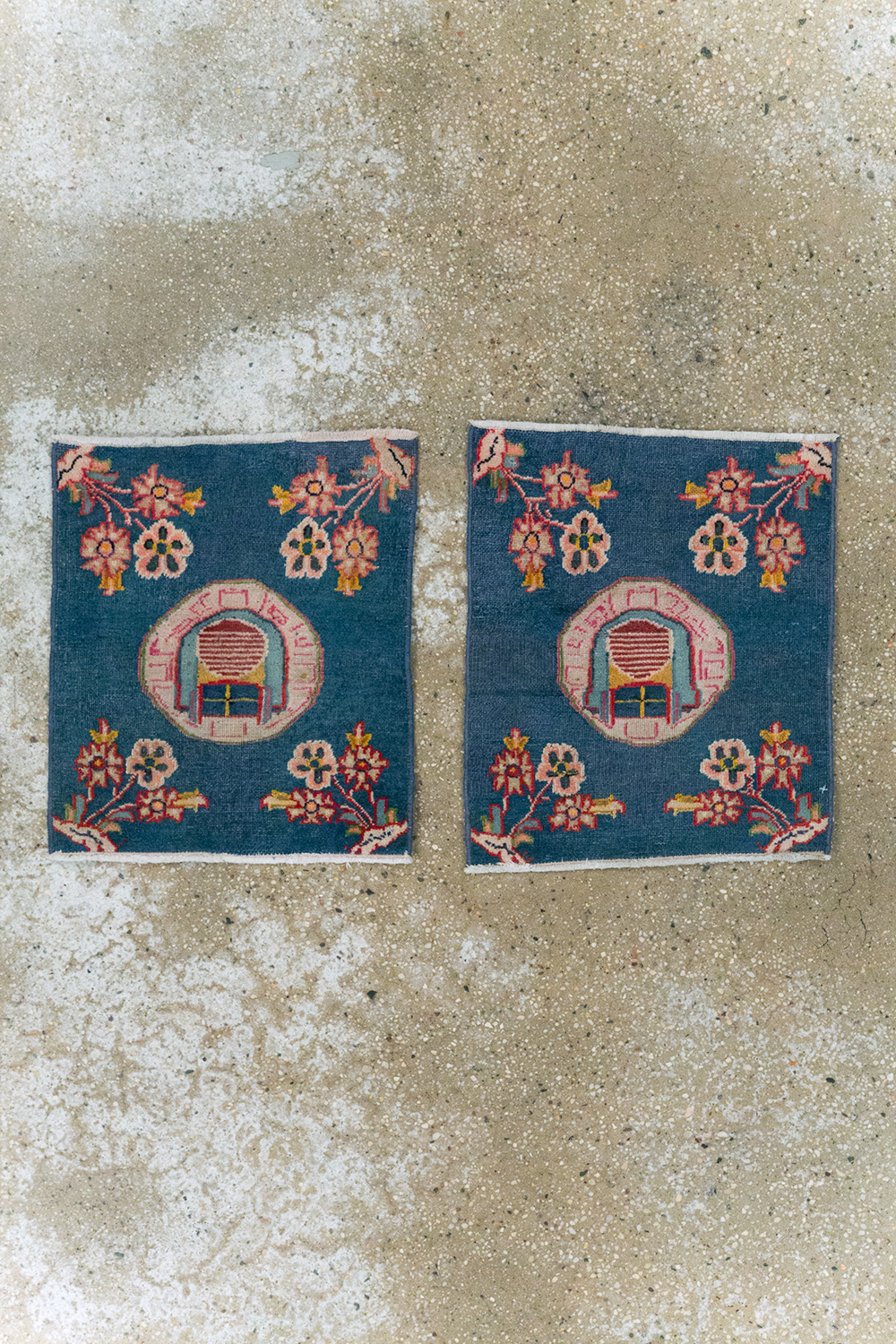 Vintage Persian Mashad Pictorial Throw Rug (Pair: 1 of 2), No.26680 - Gsblank