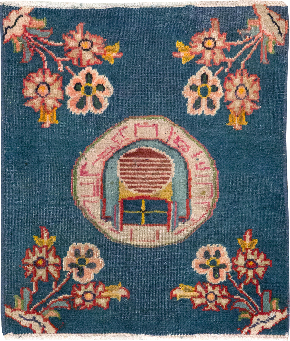 Vintage Persian Mashad Pictorial Throw Rug (Pair: 2 of 2), No.26681 - Gsblank