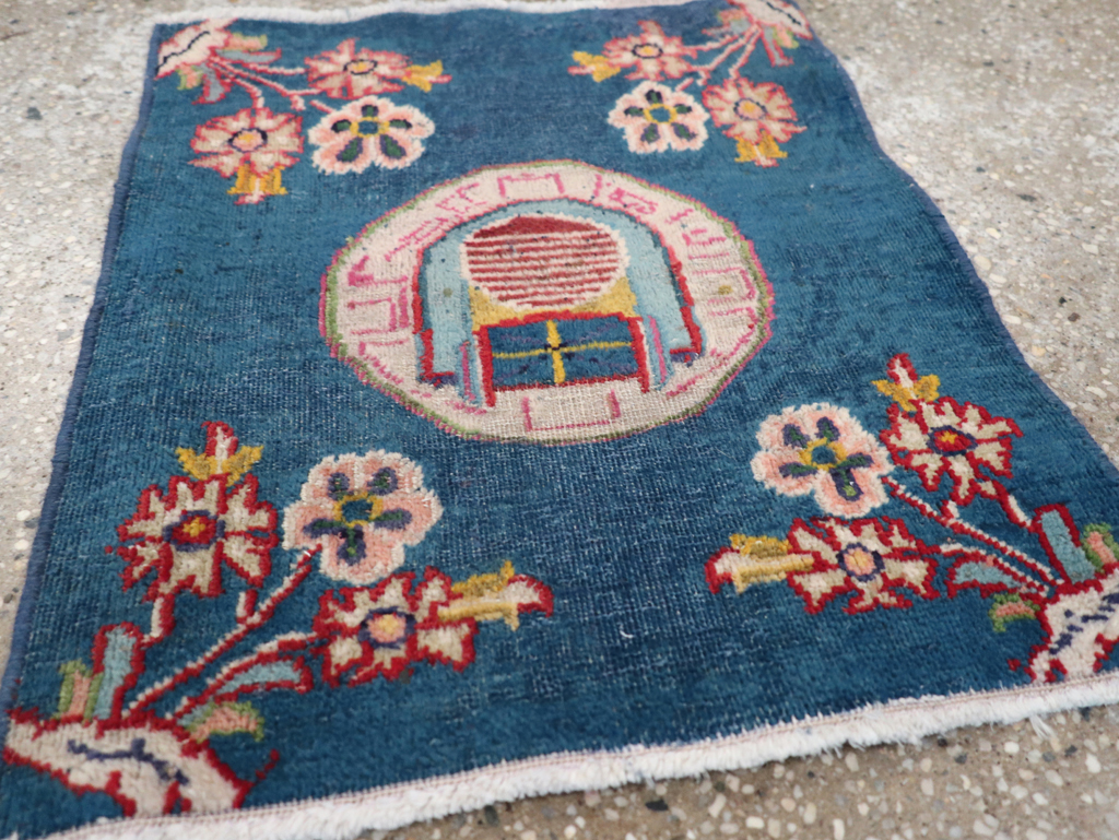 Vintage Persian Mashad Pictorial Throw Rug (Pair: 2 of 2), No.26681 - Gsblank