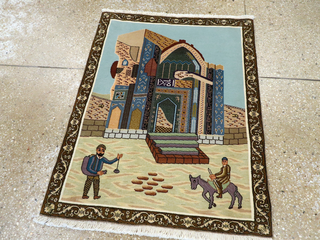 Vintage Persian Tabriz Pictorial Rug, No.26682 - Gsblank
