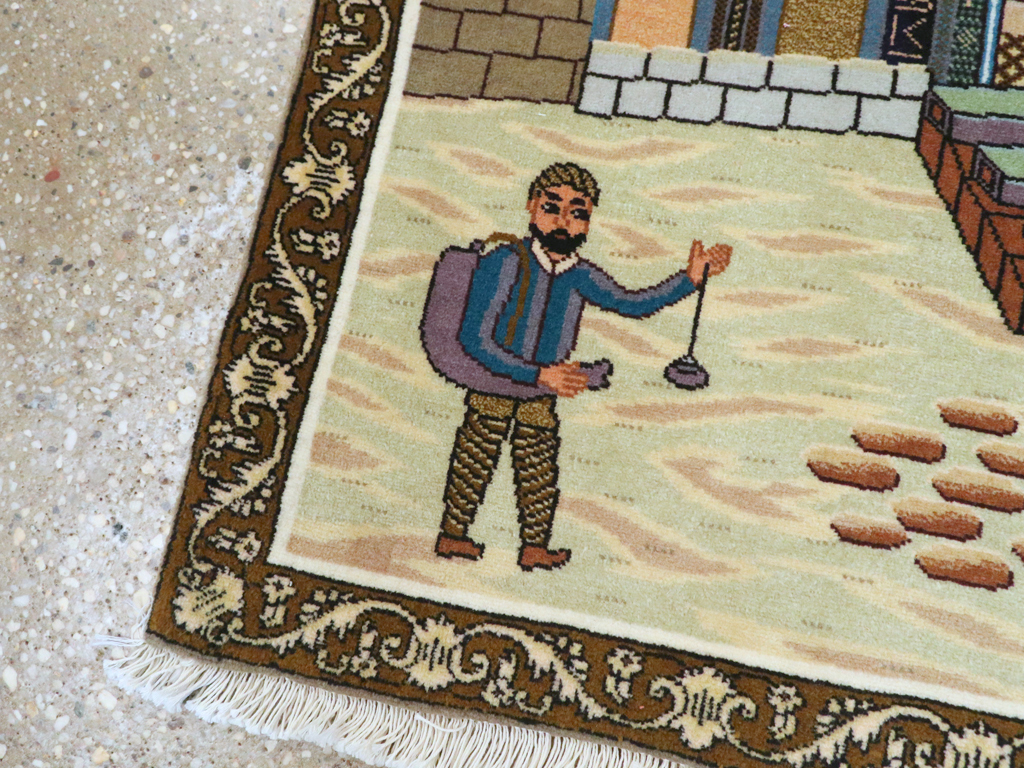 Vintage Persian Tabriz Pictorial Rug, No.26682 - Gsblank