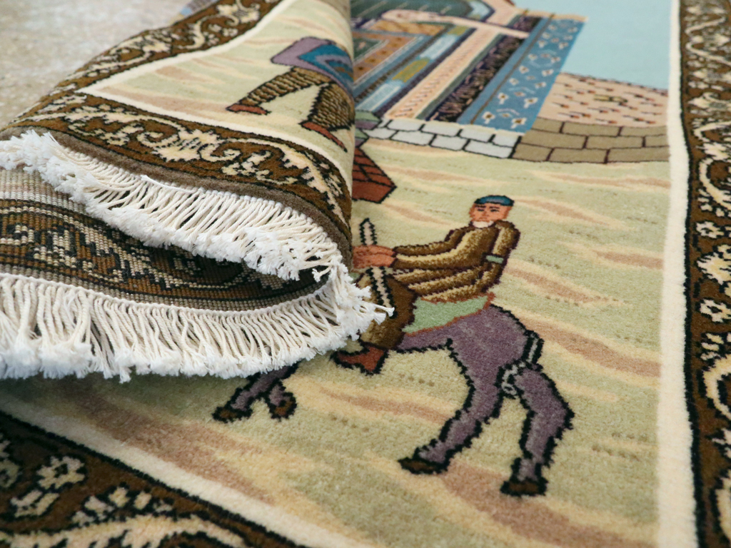 Vintage Persian Tabriz Pictorial Rug, No.26682 - Gsblank