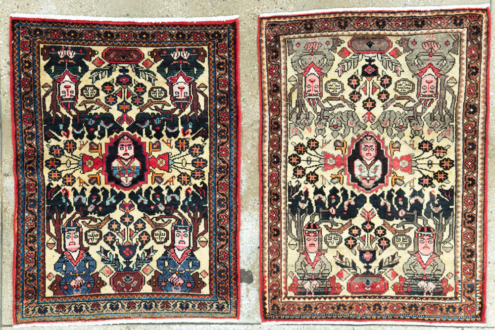 Vintage Persian Malayer Pictorial Rug (Pair: 1 of 2), No.26687 - Gsblank