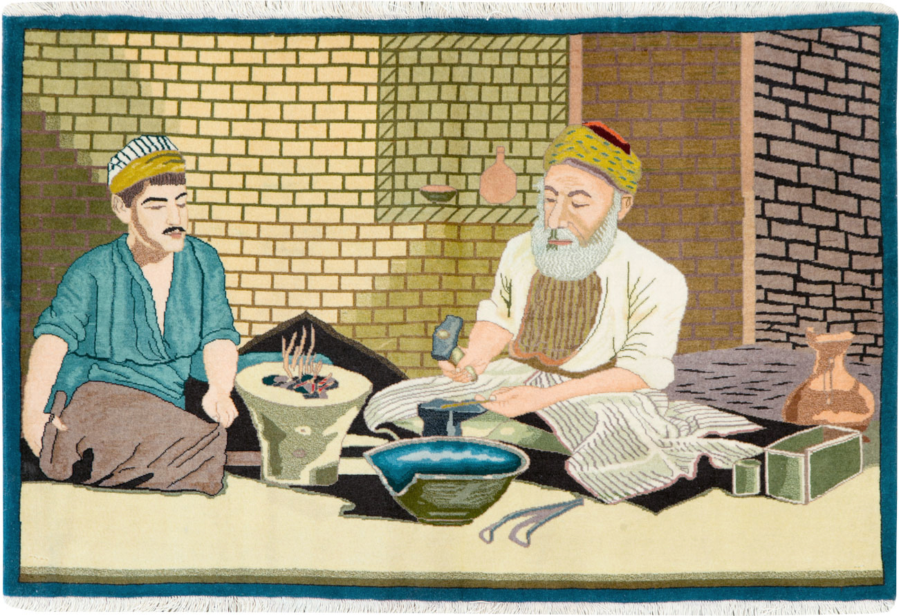 Vintage Persian Tabiz Pictorial Rug, No.26693 - Gsblank