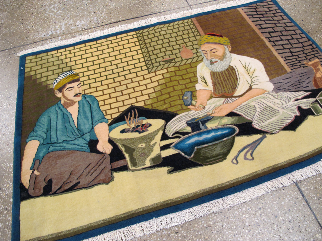 Vintage Persian Tabiz Pictorial Rug, No.26693 - Gsblank