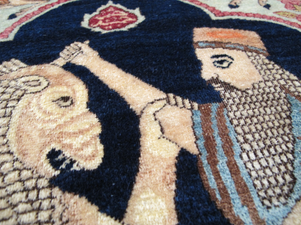 Antique Persian Lavar Kerman Pictorial Rug, No.26695 - Gsblank